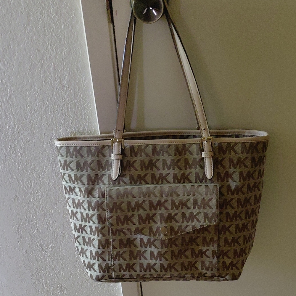 Michael Kors Tan and Brown Logo Tote